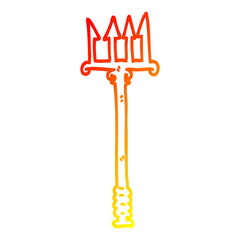 warm gradient line drawing cartoon pitchfork