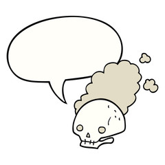 cartoon dusty old skull and speech bubble