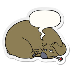 cartoon bear and a sore head and speech bubble sticker