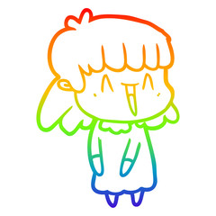 rainbow gradient line drawing cartoon woman