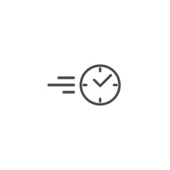 Clock in motion line icon. quick time. rush hour logo. Speed timer symbol.