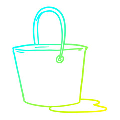 cold gradient line drawing cartoon bucket of water