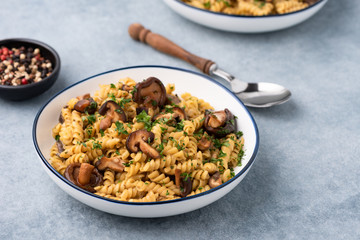 pasta fusilli with Mushroom in Herb sauce