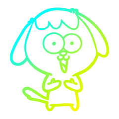 cold gradient line drawing cute cartoon dog