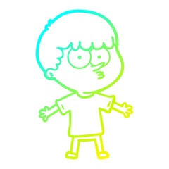 cold gradient line drawing cartoon curious boy