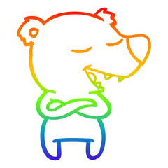 rainbow gradient line drawing cartoon bear
