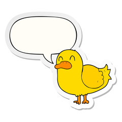 cartoon duck and speech bubble sticker