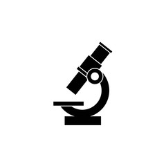 Microscope silhouette. Flat vector illustration isolated on white. Lab, test, expertise. Science, chemistry, biology.