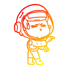 warm gradient line drawing cartoon stressed astronaut