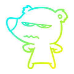 cold gradient line drawing angry bear polar cartoon