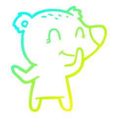 cold gradient line drawing friendly bear cartoon
