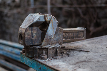 Old vise for metal