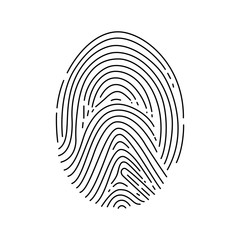 Finger print icon made in an outline style isolated on a white background. Identification sign. Vector design template.