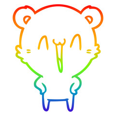 rainbow gradient line drawing happy polar bear cartoon