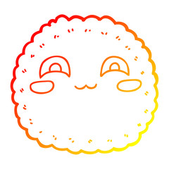warm gradient line drawing cartoon biscuit