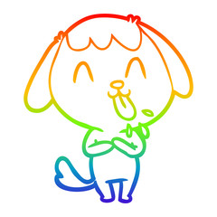 rainbow gradient line drawing cute cartoon dog