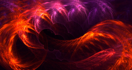 3D rendering abstract red fractal light background