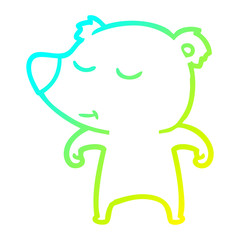 cold gradient line drawing happy cartoon bear