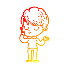 warm gradient line drawing cartoon woman