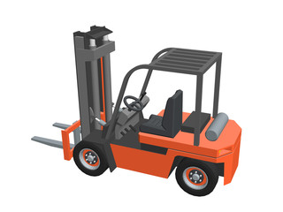 Forklift truck. Isolated on white. 3d Vector illustration.