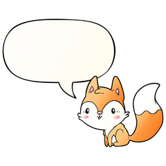 cute cartoon fox and speech bubble in smooth gradient style
