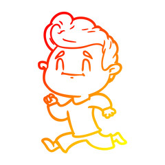 warm gradient line drawing happy cartoon man exercising