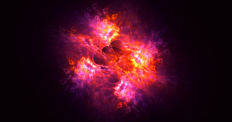 3D rendering abstract red fractal light background