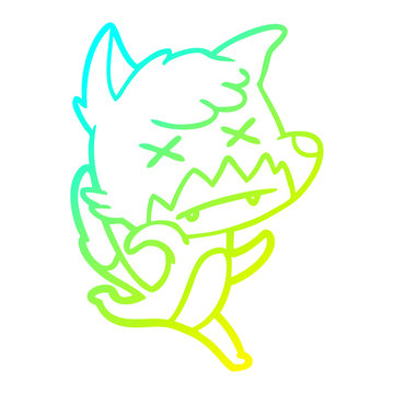 recommend clip art: cold gradient line drawing cartoon cross eyed fox