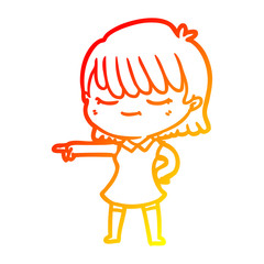 warm gradient line drawing cartoon woman