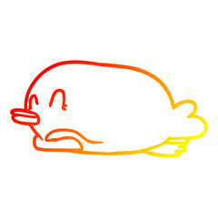 warm gradient line drawing penguin lying on belly
