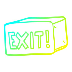 cold gradient line drawing cartoon exit sign