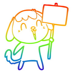 rainbow gradient line drawing cute cartoon dog