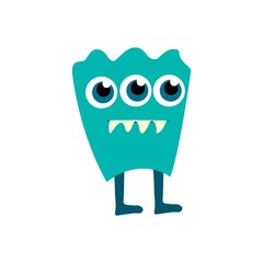 Cartoon flat monsters icon. Colorful kids toy cute monster. Vector
