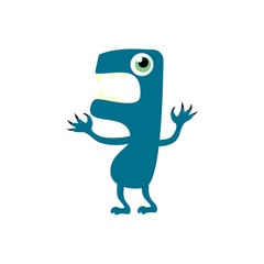 Cartoon flat monsters icon. Colorful kids toy cute monster. Vector