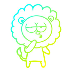 cold gradient line drawing cartoon tired lion