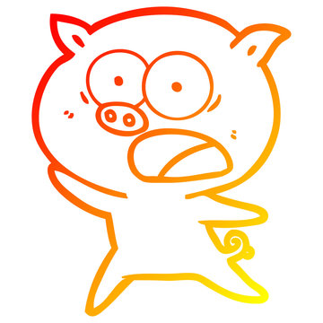 recommend clip art: warm gradient line drawing cartoon pig shouting