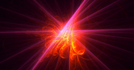 3D rendering abstract red fractal light background