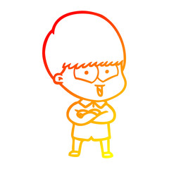 warm gradient line drawing cartoon happy boy