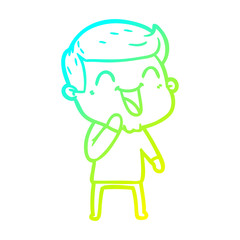cold gradient line drawing cartoon man laughing