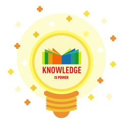 Flat icon of knowledge in light bulb shape