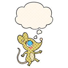 cartoon mouse and thought bubble in comic book style