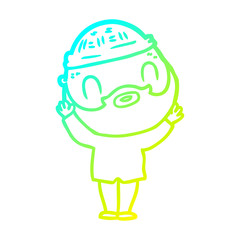 cold gradient line drawing cartoon bearded man
