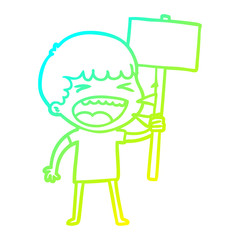 cold gradient line drawing cartoon laughing man