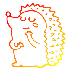 warm gradient line drawing cute cartoon hedgehog