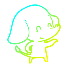 cold gradient line drawing cute cartoon elephant