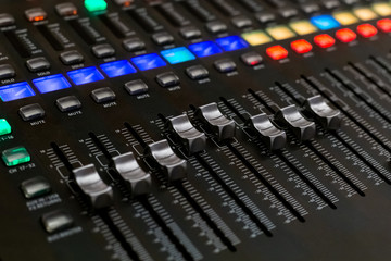 Professional Audio Sound Mixing Console Faders.