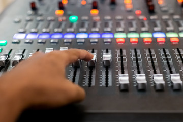 Professional Audio Sound Mixing Console Faders.