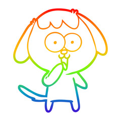 rainbow gradient line drawing cute cartoon dog