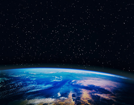 View of the planet earth from space. Gas, nebula, stars. The elements of this image furnished by NASA.