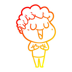 warm gradient line drawing laughing cartoon man